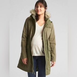 Gap Maternity Hooded Utility Parka Jacket Winter Green S